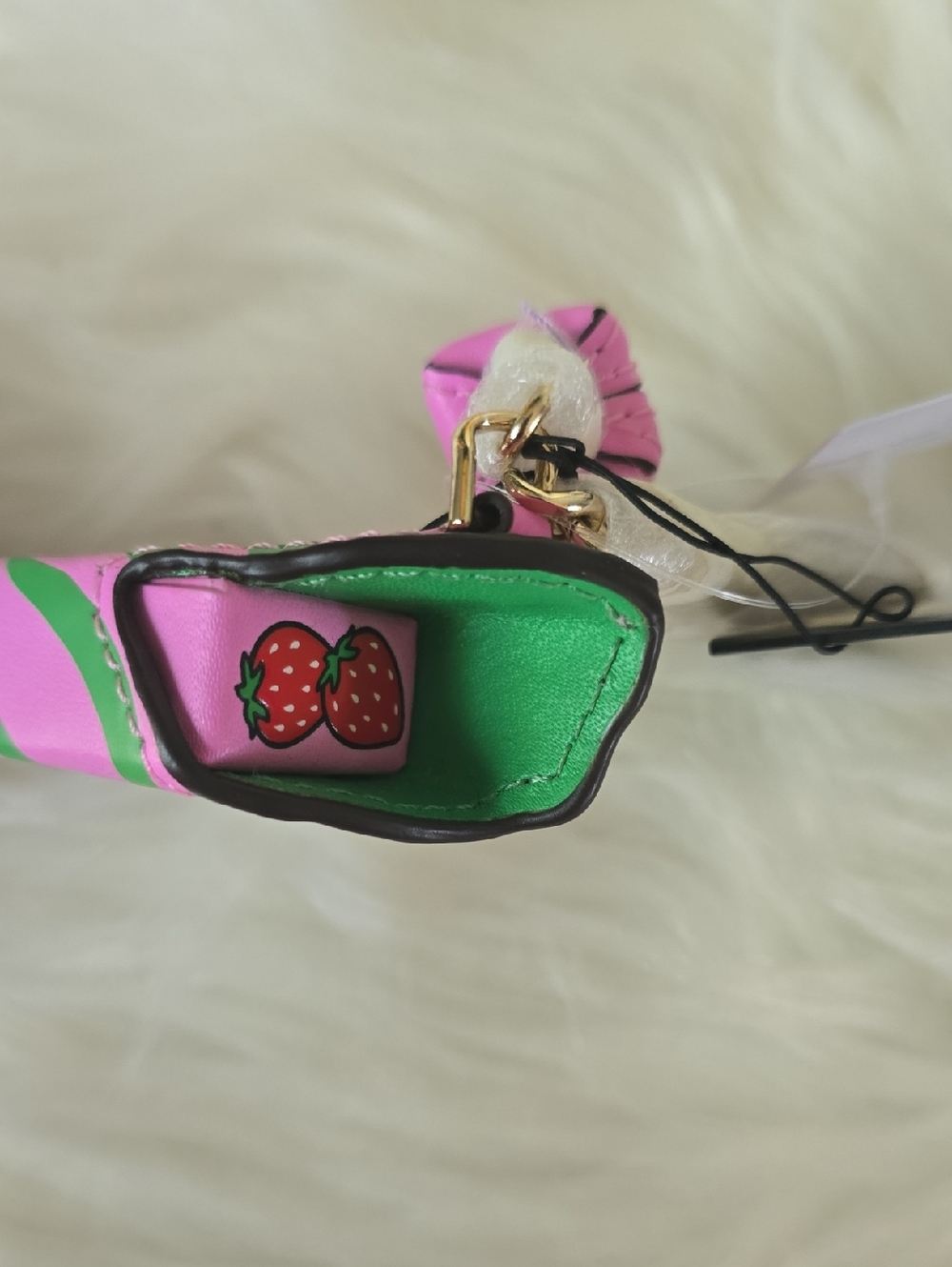 NWT Kate Spade pink and green Sticky Situation Strawberry BAG  Charm - Picture 11 of 11